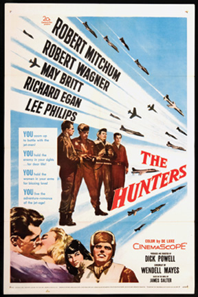 Original poster for The Hunters, a 1958 feature film adapted from the James Salter novel. 