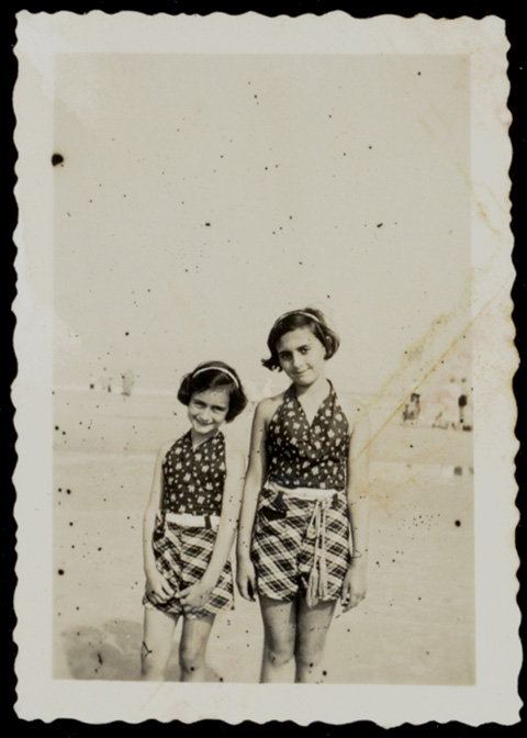 Anne Frank, left, and her sister, Margot, at the beach, ca. 1935. (Courtesy of Anne Frank Fonds/Anne Frank House via Getty Images.)