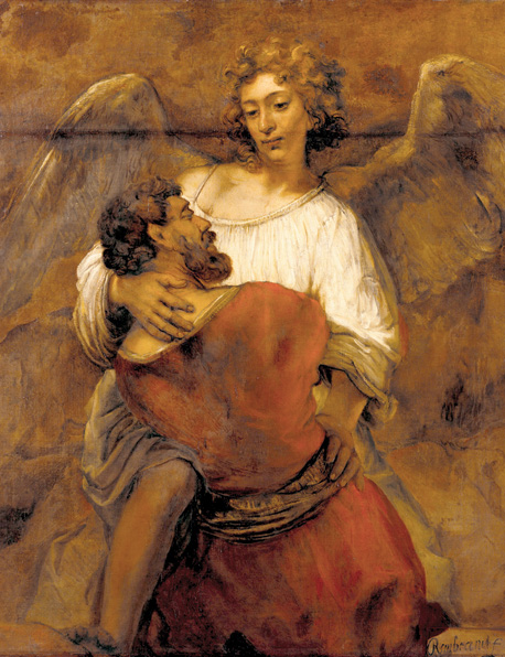 Jacob Wrestling with the Angel”  by Rembrandt, ca. 1659.