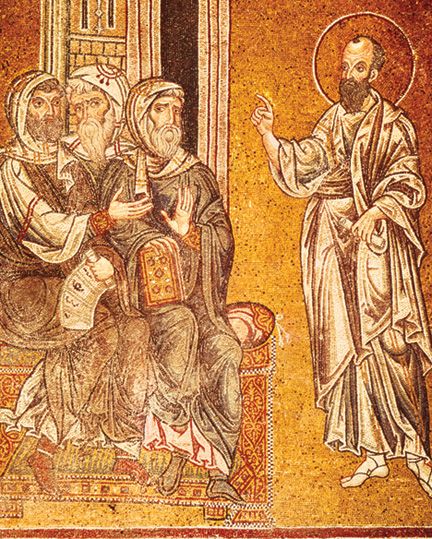 St. Paul preaching to the Jews in the synagogue at Damascus. 