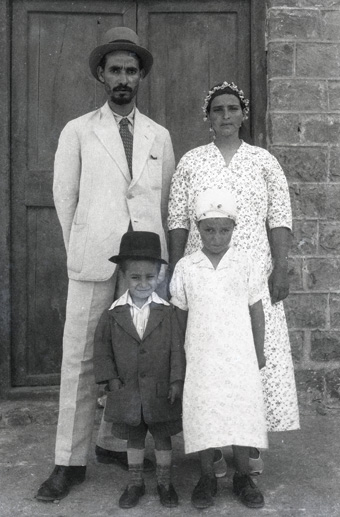 Haybi, his wife, Rumiyeh, and their children in British Mandate Palestine, ca. mid-1940s. 