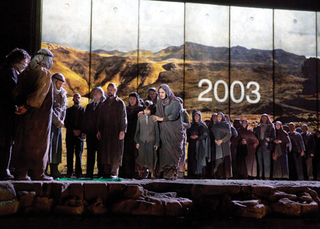 An opening chorus in The Death of Klinghoffer at the Metropolitan Opera, Lincoln Center, New York City, October 2014. (Courtesy of Ken Howard/Metropolitan Opera.)