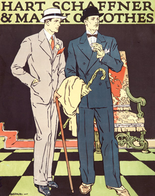 An advertisement for Hart Schaffner & Marx Clothes by Jay Hyde Barnum, 1926.