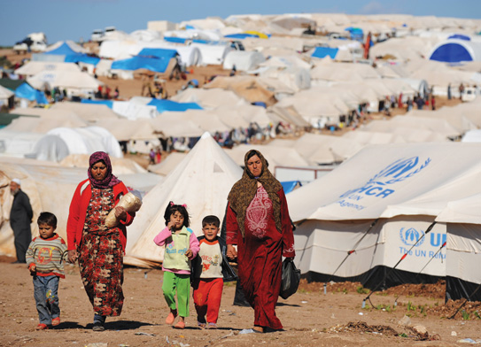 Internally displaced Syrians in the Atme camp.