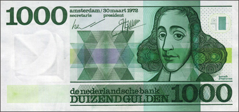 CDutch 1000-guilder note honoring Baruch Spinoza.