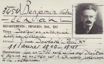 Walter Benjamin’s library card, Paris, 1940. (From the Bibliothèque Nationale.) 