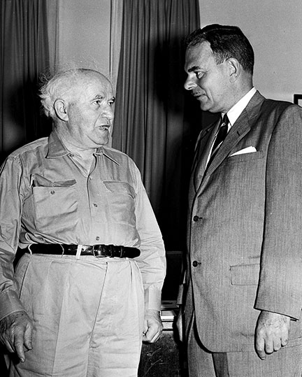 Former New York Governor Thomas E. Dewey visiting David Ben-Gurion, Jerusalem, October 5, 1955. (Photo by Moshe Pridan, Government Press Office, Israel.) 