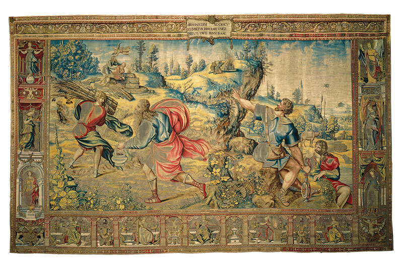 Tapestry depicting the sacrifice of Isaac.