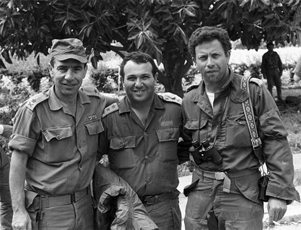 Black and white photo of three soldiers