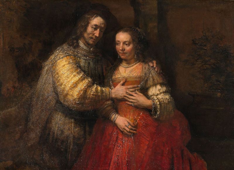 Image of an oil painting of a man embracing a woman.